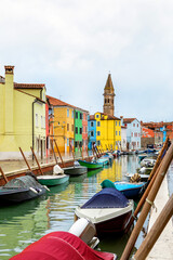 Fototapeta na wymiar Colorful Streets of Burano Island in Venice, Italy