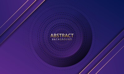 Dark blue and line gold abstract overlap layers background. 3D effect.