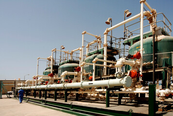 Naklejka premium Petrochemical industrial installation