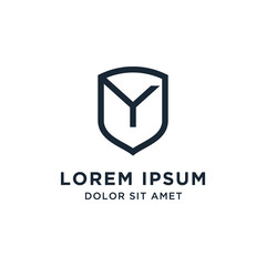Fototapeta premium Letter Y Shield Logo Line Vector Design