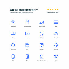 Shopping product category icon set app element interface part 9 vector graphic design illustration for mobile web presentation