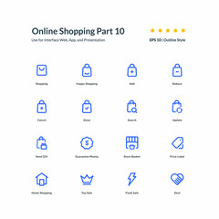 
Shopping deal sale category icon set app element interface part 10 vector graphic design illustration for mobile web presentation