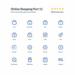 Shopping discount sale category icon set app element interface part 11 vector graphic design illustration for mobile web presentation