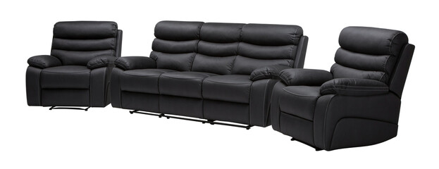 black leather lounge suite 3pc