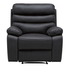 black leather recliner closed