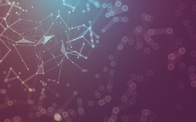 Abstract background. Molecules technology with polygonal shapes, connecting dots and lines. Connection structure. Big data visualization.