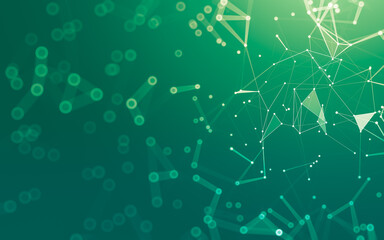 Abstract background. Molecules technology with polygonal shapes, connecting dots and lines. Connection structure. Big data visualization.