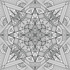 star with flowers and abracta figures drawn on a white background for coloring, vector