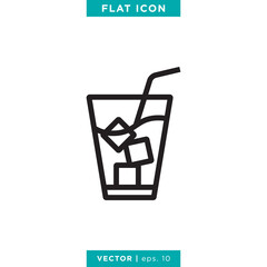 Glass and Straw Icon Vector Logo Design Template. Drink icon.