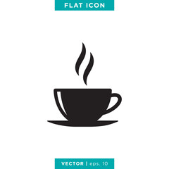 Hot Coffee Icon Vector Logo Design Template. Hot drink icon.