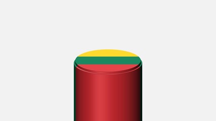 3D CYLINDER SHAPE NATIONAL FLAG : Lithuania