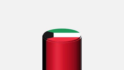 3D CYLINDER SHAPE NATIONAL FLAG : Kuwait