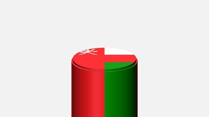 3D CYLINDER SHAPE NATIONAL FLAG : Oman