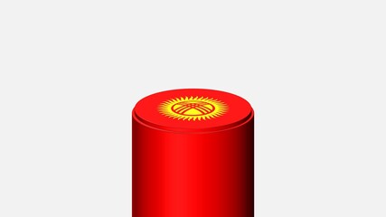 3D CYLINDER SHAPE NATIONAL FLAG : Kyrgyzstan