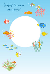 happy summer holidays!　熱帯魚のフォトフレーム　背景