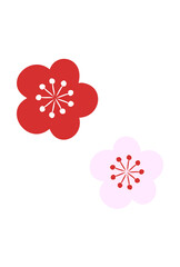 年賀状素材：赤とピンクの梅の花のベクターイラスト
