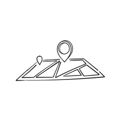 hand drawn doodle navigation map pin icon with drawing style