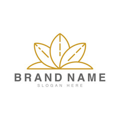 Gold line lotus logo vector art design