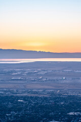 Sunrise over the Utah Valley and lake