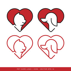 Pet care logo design template. pet care vector icon illustration