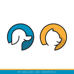 Pet care logo design template. pet care vector icon illustration