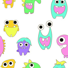 seamless pattern with monsters vector illustration