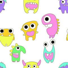 seamless pattern with monsters vector illustration