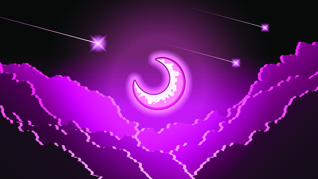 Abstract Dark Sky Night Background With Moon Clouds Midnight Vector Style