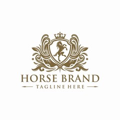 Horse brand logo design vector template

