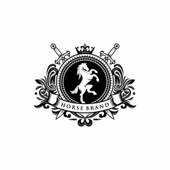 Horse brand logo design vector template
