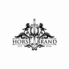 Horse brand logo design vector template
