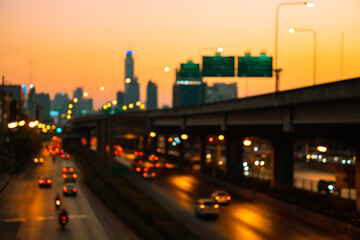 Abstract blurred street at night on city background