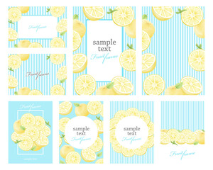 夏　フルーツ　グレープフルーツ　レモン　オレンジ　イラストセット