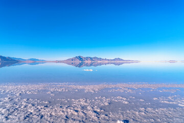 Wide angle view of the Bonnievale Salt Flats, Utah