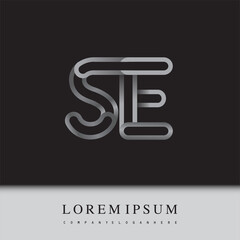 initial logo letter SE, linked outline silver colored, rounded logotype