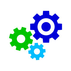 circle cog gear colorful for mechanization icon isolated on white, gear symbol for button icon for progress web, simple circle cog shape for engineering mechanism, machinery industrial technology sign