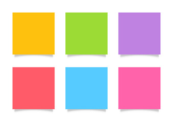 collection of different colored sheets of note papers isolated on white background, worksheet paper multi color of postcard note, colorful paper sheet set, flat lay papers ready for copy space message