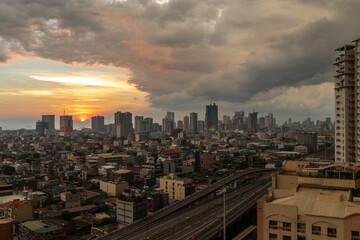 Naklejka na ściany i meble beautiful sunset at manila, Manila, Philippines, May 12, 2020
