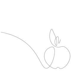 Apple background one line drawing, vector illustration