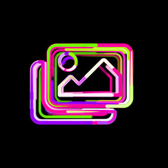 Symbol pictures from multi-colored circles and stripes. UFO Green, Purple, Pink