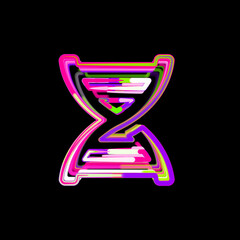 Symbol dna from multi-colored circles and stripes. UFO Green, Purple, Pink