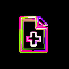 Symbol file medical from multi-colored circles and stripes. UFO Green, Purple, Pink