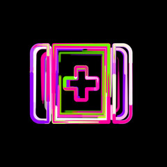 Symbol first aid from multi-colored circles and stripes. UFO Green, Purple, Pink