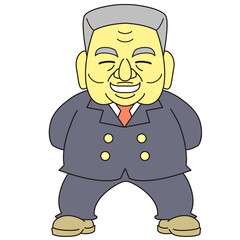 微笑む政治家風の中年男性　白髪