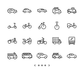 Transportation line icon set