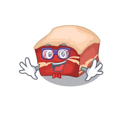 A caricature drawing of nerd pork belly wearing weird glasses