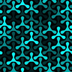 Seamless Geometric Cyan Triangles Black Background Vector Pattern