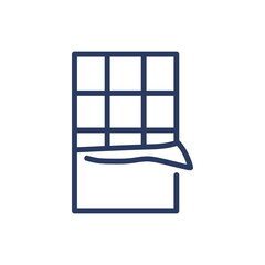 Chocolate thin line icon. Cocoa, butter, meal isolated outline sign. Sweet desserts and candy concept. Vector illustration symbol element for web design and apps