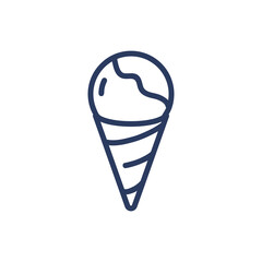 Cone with vanilla ice cream thin line icon. Meal, sundae, waffle isolated outline sign. Sweet desserts and restaurant concept. Vector illustration symbol element for web design and apps