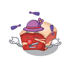 A pork belly cartoon design style love playing juggling